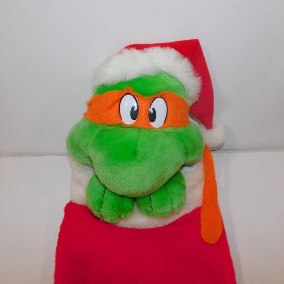 VTG 90s Teenage Mutant Ninja Turtles Plush Michelangelo Christmas Stocking *READ - Picture 5 of 10